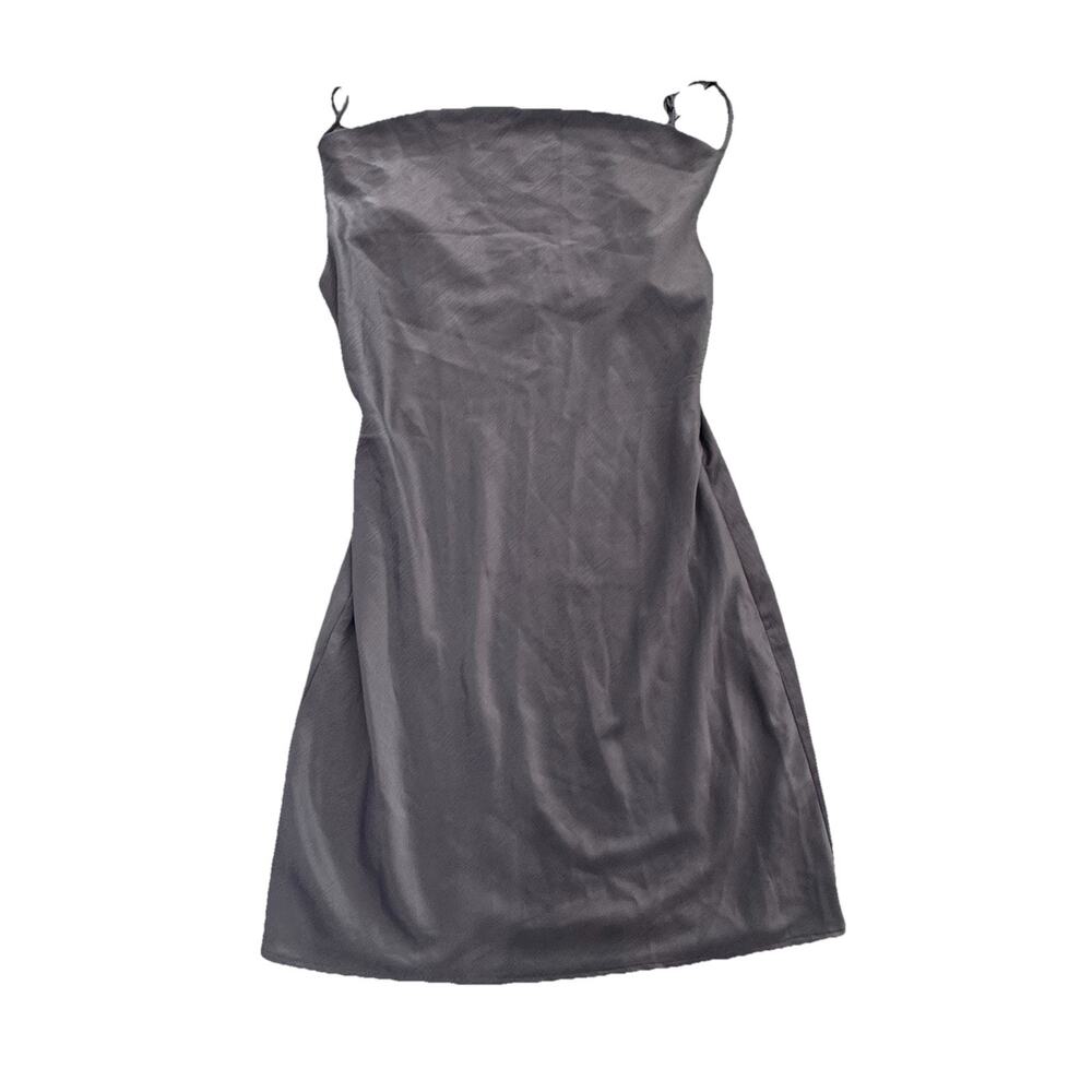 Nasty Gal Collection Womans Grey Satiny Drapey Neck Mini Dress Sz 6
